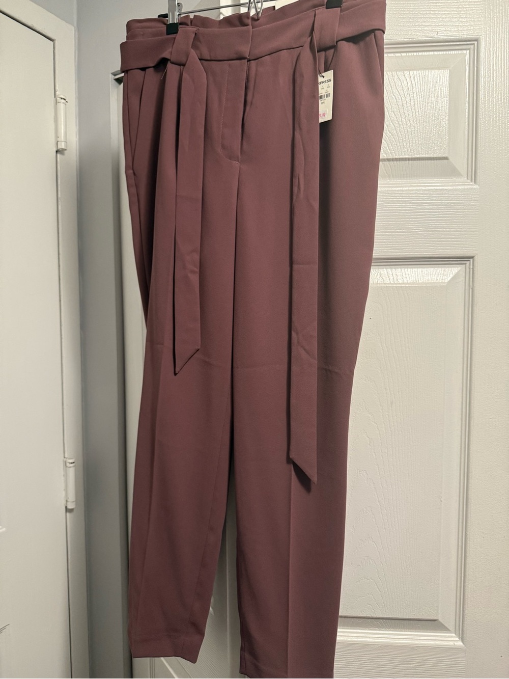 Express Mauve Paperbag Tie-Waist Trousers